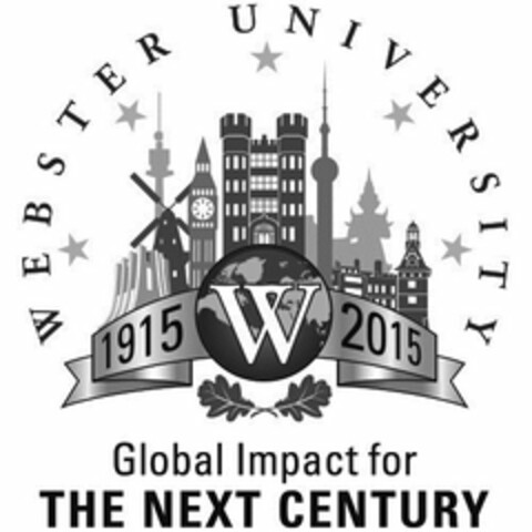 WEBSTER UNIVERSITY 1915 W 2015 GLOBAL IMPACT FOR THE NEXT CENTURY Logo (USPTO, 10/20/2014)