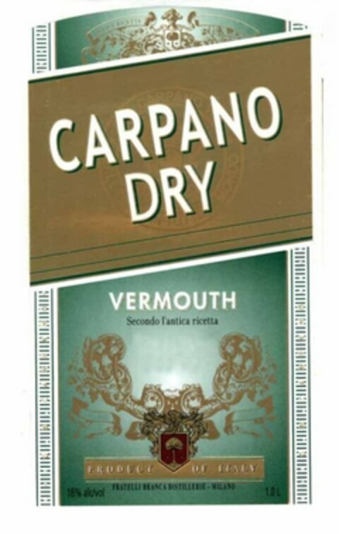 CARPANO DRY VERMOUTH SECONDO I'ANTICA RICETTA PRODUCT OF ITALY Logo (USPTO, 17.04.2014)