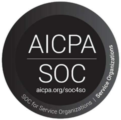 AICPA SOC AICPA.ORG/SOC4SO SOC FOR SERVICE ORGANIZATIONS SERVICE ORGANIZATIONS Logo (USPTO, 22.05.2017)