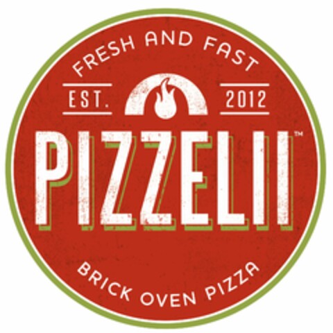 PIZZELII FRESH AND FAST BRICK OVEN PIZZA EST. 2012 Logo (USPTO, 19.11.2013)