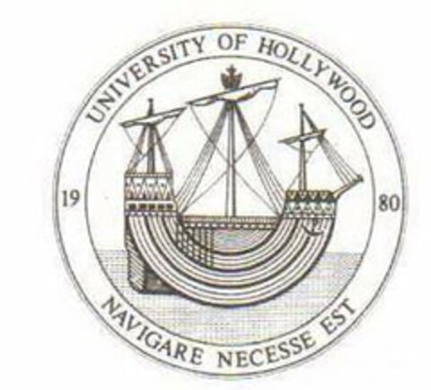 UNIVERSITY OF HOLLYWOOD 1980 NAVIGARE NECESSE EST Logo (USPTO, 04/13/2016)