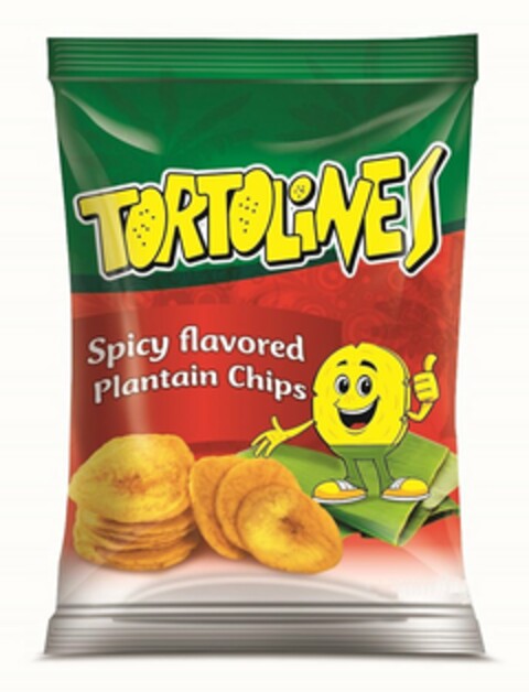 TORTOLINES SPICY FLAVORED PLANTAIN CHIPS Logo (USPTO, 09/20/2018)