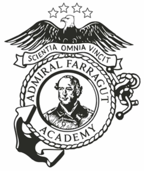 SCIENTIA OMNIA VINCIT ADMIRAL FARRAGUT ACADEMY Logo (USPTO, 06/18/2020)