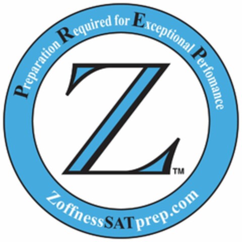 PREPARATION REQUIRED FOR EXCEPTIONAL PERFORMANCE Z ZOFFNESSSATPREP.COM Logo (USPTO, 10/19/2011)