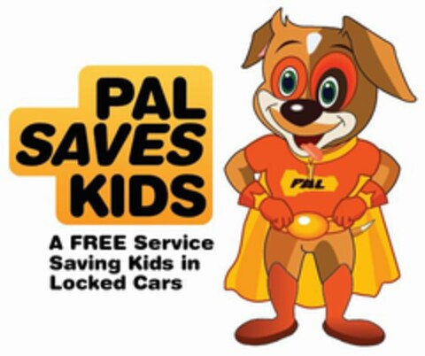 PAL SAVES KIDS A FREE SERVICE SAVING KIDS IN LOCKED CARS PAL Logo (USPTO, 27.11.2013)