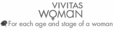 VIVITAS WOMAN FOR EACH AGE AND STAGE OF A WOMAN Logo (USPTO, 08/20/2009)