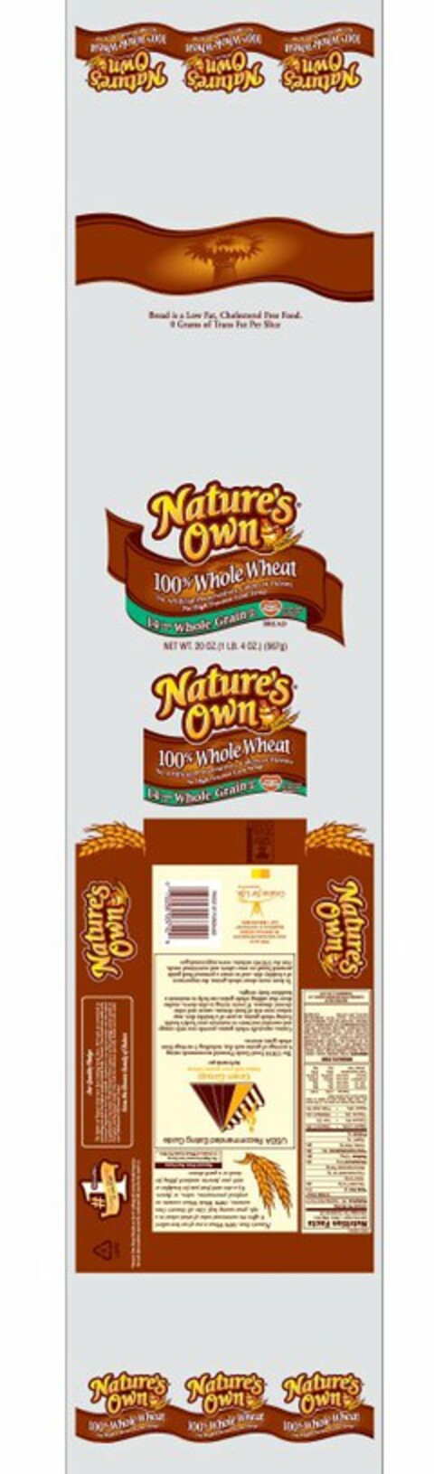 NATURE'S OWN 100% WHOLE WHEAT Logo (USPTO, 09/13/2011)