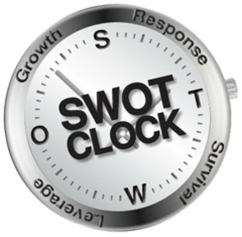 SWOT CLOCK SOTW GROWTH RESPONSE SURVIVAL LEVERAGE Logo (USPTO, 06/07/2012)