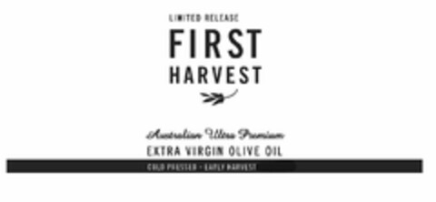 LIMITED RELEASE FIRST HARVEST AUSTRALIAN ULTRA PREMIUM EXTRA VIRGIN OLIVE OIL COLD PRESSED - EARLY HARVEST Logo (USPTO, 06.09.2014)