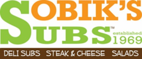 SOBIK'S UBS DELI SUBS STEAK & CHEESE SALADS ESTABLISHED 1969 Logo (USPTO, 10.02.2016)