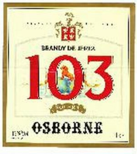 FUNDADA EN 1882 BRANDY DE JEREZ 103 SOLERA OSBORNE Logo (USPTO, 19.02.2016)