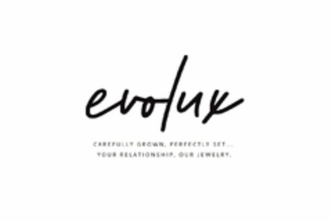 EVOLUX CAREFULLY GROWN, PERFECTLY SET... YOUR RELATIONSHIP, OUR JEWELRY. Logo (USPTO, 20.08.2020)