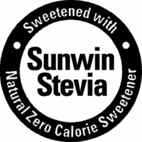 SWEETENED WITH SUNWIN STEVIA NATURAL ZERO CALORIE SWEETENER Logo (USPTO, 08/06/2010)