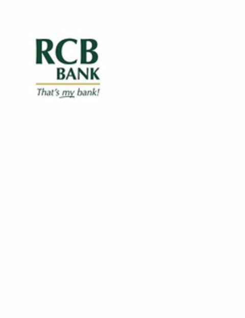 RCB BANK - THAT'S MY BANK! Logo (USPTO, 25.02.2015)