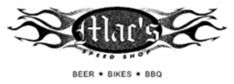 MAC'S SPEED SHOP BEER BIKES BBQ Logo (USPTO, 07.10.2009)