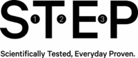 S 1 T 2 E 3 P SCIENTIFICALLY TESTED, EVERYDAY PROVEN. Logo (USPTO, 06.10.2011)