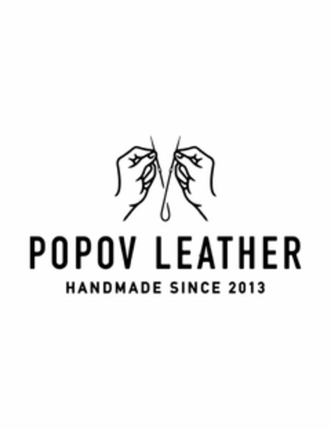 V POPOV LEATHER  HANDMADE SINCE 2013 Logo (USPTO, 09/15/2020)