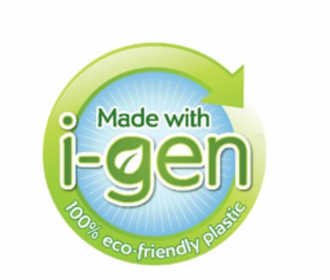 MADE WITH I-GEN 100% ECO-FRIENDLY PLASTIC Logo (USPTO, 07.10.2009)