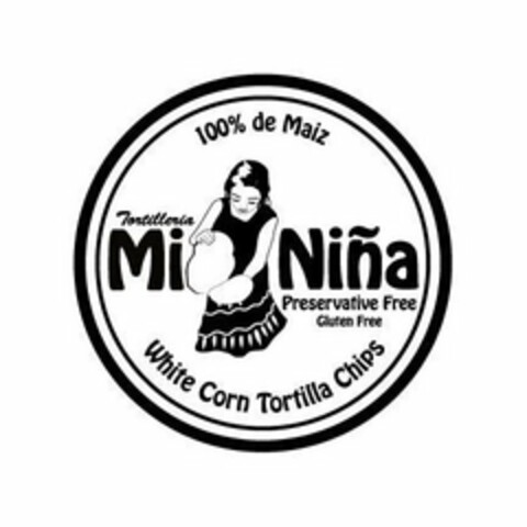 100% DE MAIZ TORTILLERIA MI NIÑA PRESERVATIVE FREE GLUTEN FREE WHITE CORN TORTILLA CHIPS Logo (USPTO, 10/05/2015)