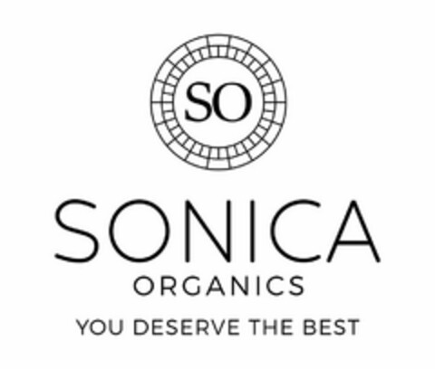 SO SONICA ORGANICS YOU DESERVE THE BEST Logo (USPTO, 05/04/2018)