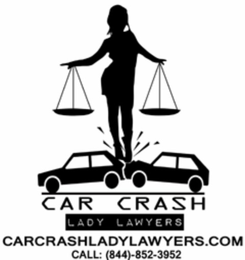 CAR CRASH LADY LAWYERS CARCRASHLADYLAWYERS.COM CALL: (844)-852-3952 Logo (USPTO, 23.05.2019)