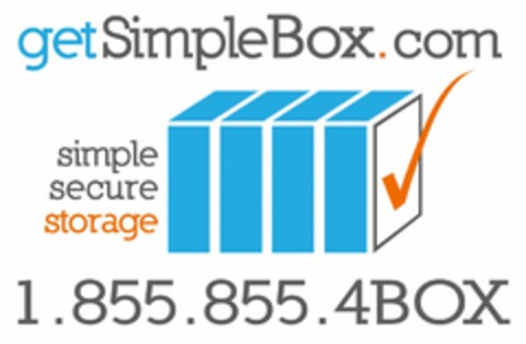 GETSIMPLEBOX.COM SIMPLE SECURE STORAGE 1.855.855.4BOX Logo (USPTO, 02/21/2013)