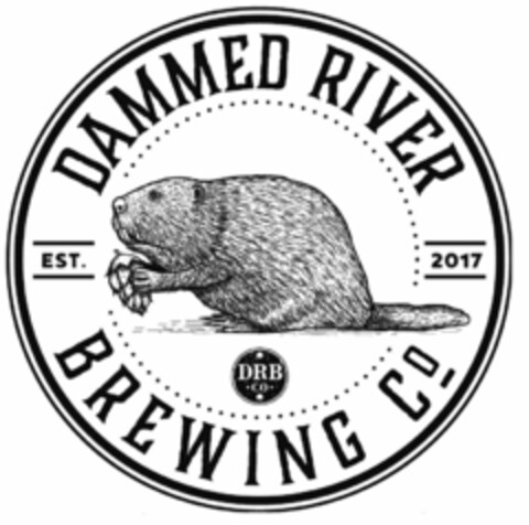 EST. 2017 DAMMED RIVER BREWING CO DRB ·CO · Logo (USPTO, 28.02.2017)