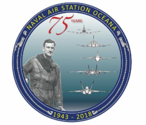 NAVAL AIR STATION OCEANA 75 YEARS 1943-2018 Logo (USPTO, 05/16/2018)