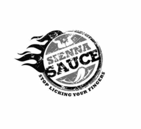 SIENNA SAUCE STOP LICKING YOUR FINGERS Logo (USPTO, 04/15/2019)