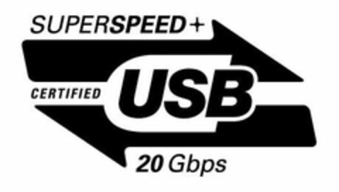 SUPERSPEED+ CERTIFIED USB 20 GBPS Logo (USPTO, 08/07/2019)