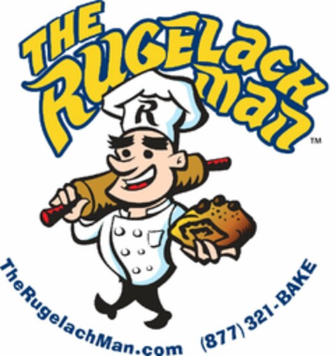 THE RUGELACH MAN R THE RUGELACHMAN.COM (877) 321-BAKE Logo (USPTO, 08.01.2012)