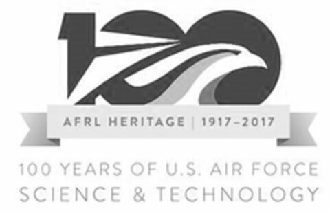 100 AFRL HERITAGE 1917-2017 100 YEARS OF U.S. AIR FORCE SCIENCE & TECHNOLOGY Logo (USPTO, 03.04.2017)