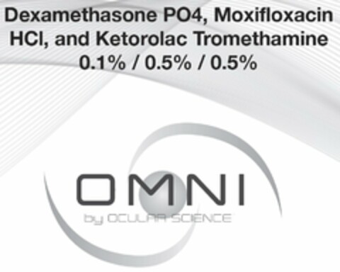 DEXAMETHASONE PO4, MOXIFLOXACIN HCL, AND KETOROLAC TROMETHAMINE 0.1% / 0.5% / 0.5% OMNI BY OCULAR SCIENCE Logo (USPTO, 05/04/2017)