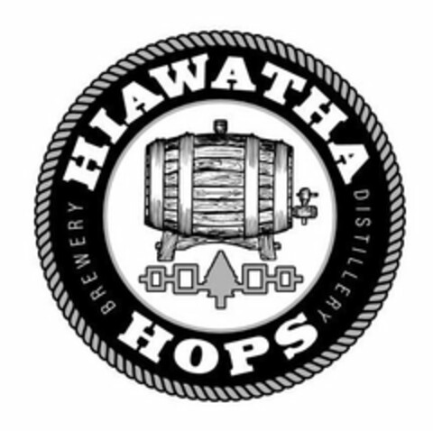 HIAWATHA HOPS BREWERY DISTILLERY Logo (USPTO, 07/27/2020)