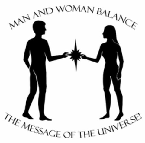 MAN AND WOMAN BALANCE THE MESSAGE OF THE UNIVERSE! Logo (USPTO, 07/12/2012)