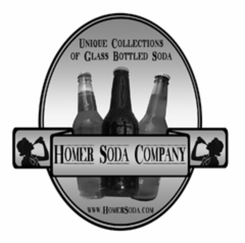 UNIQUE COLLECTIONS OF GLASS BOTTLED SODA HOMER SODA COMPANY WWW.HOMERSODA.COM Logo (USPTO, 08.10.2012)