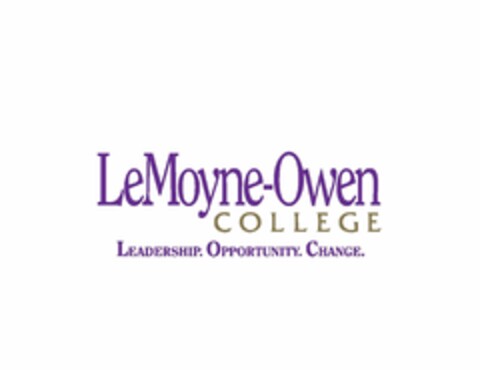LEMOYNE-OWEN COLLEGE. LEADERSHIP. OPPORTUNITY. CHANGE Logo (USPTO, 07/07/2020)