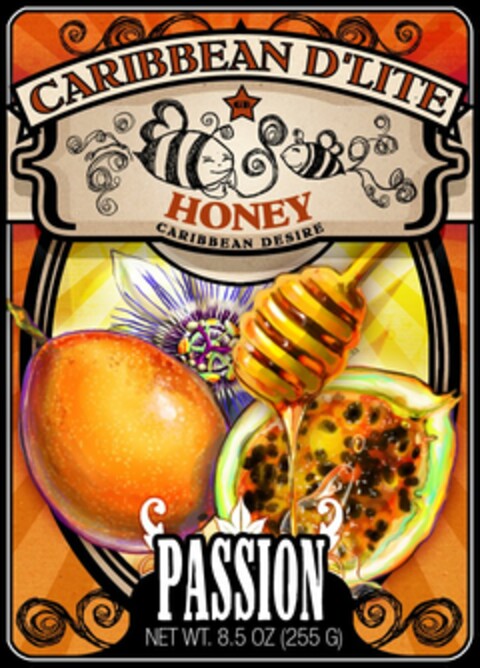 CARIBBEAN D'LITE GB HONEY CARIBBEAN DESIRE PASSION NET WT. 8.5 OZ. (255 G) Logo (USPTO, 18.11.2009)