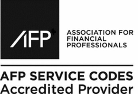 AFP ASSOCIATION FOR FINANCIAL PROFESSIONALS AFP SERVICE CODES ACCREDITED PROVIDER Logo (USPTO, 13.11.2015)