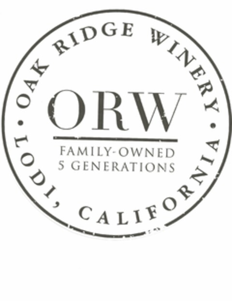 ORW FAMILY-OWNED 5 GENERATIONS OAK RIDGE WINERY LODI, CALIFORNIA Logo (USPTO, 31.08.2020)