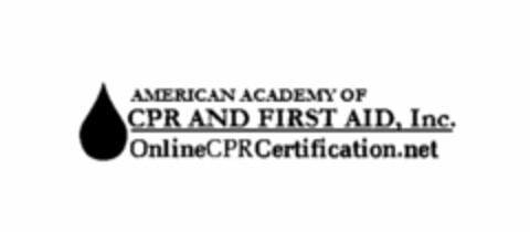 AMERICAN ACADEMY OF CPR AND FIRST AID, INC. ONLINECPRCERTIFICATION.NET Logo (USPTO, 27.08.2011)