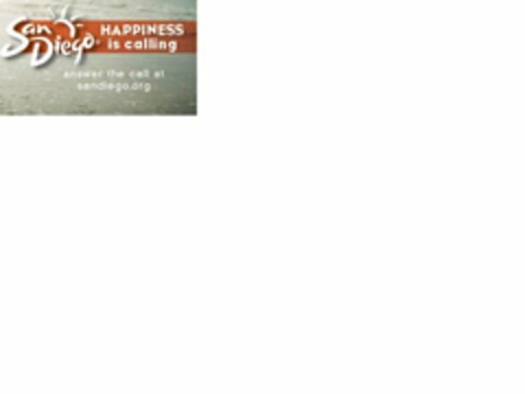 SAN DIEGO HAPPINESS IS CALLING ANSWER THE CALL AT SANDIEGO.ORG Logo (USPTO, 30.11.2011)