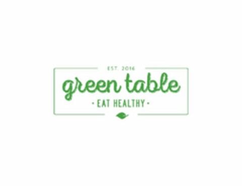 EST. 2016 GREEN TABLE · EAT HEALTHY · Logo (USPTO, 11/14/2016)