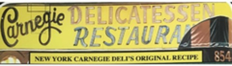 CARNEGIE DELICATESSEN RESTAURA NEW YORKCARNEGIE DELI'S ORIGINAL RECIPE 854 Logo (USPTO, 27.09.2017)