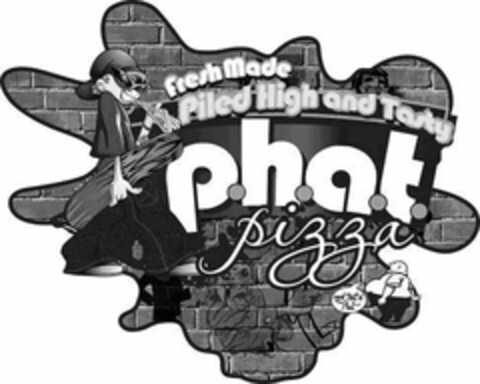 P.H.A.T. PIZZA FRESH MADE PILED HIGH AND TASTY NOW THAT'S PHAT Logo (USPTO, 14.09.2010)