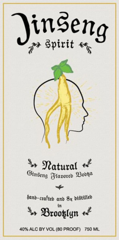 JINSENG SPIRIT NATURAL GINSENG FLAVOREDVODKA HAND-CRAFTED AND 8X DISTILLED IN BROOKLYN Logo (USPTO, 10/04/2015)