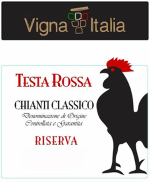 VIGNA ITALIA TESTA ROSSA CHIANTI CLASSICO DENOMINAZIONE DI ORIGINE CONTROLLATA E GARANTITA RISERVA Logo (USPTO, 06/03/2011)