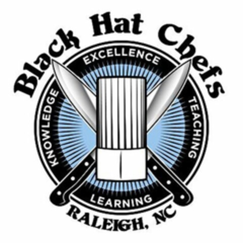 BLACK HAT CHEFS KNOWLEDGE EXCELLENCE TEACHING LEARNING RALEIGH, NC Logo (USPTO, 03/14/2012)