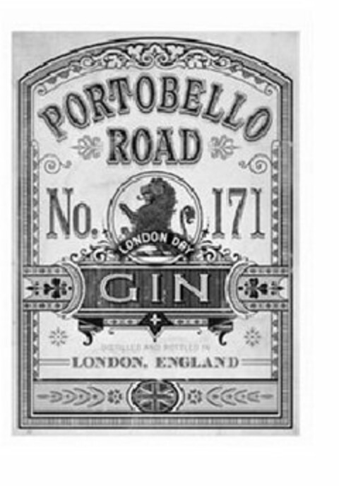 PORTOBELLO ROAD NO. 171 LONDON DRY GIN DISTILLED AND BOTTLED IN LONDON, ENGLAND Logo (USPTO, 25.06.2013)