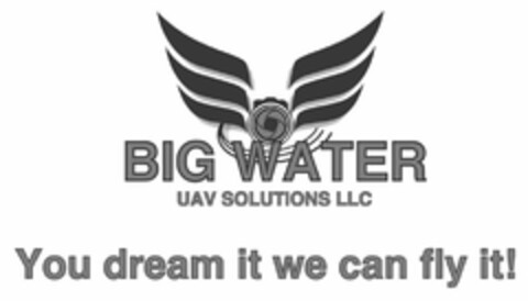 BIG WATER UAV SOLUTIONS LLC YOU DREAM IT WE CAN FLY IT! Logo (USPTO, 17.03.2018)